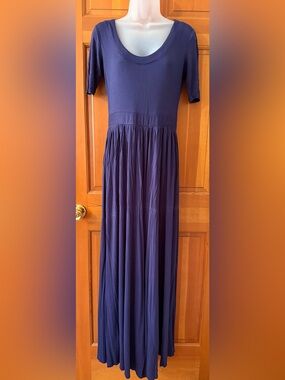 013- Women’s Navy Blue jumpsuit- Elegant Gathered Silhouette